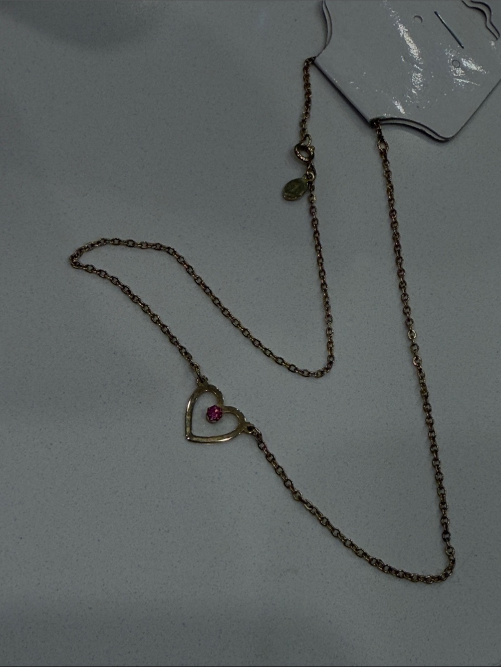 Avon Delicate Gold Heart Necklace with Pink Crystal
